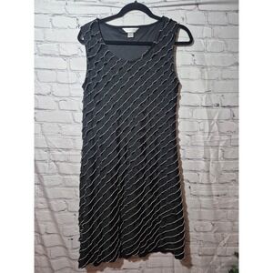 Christopher & Banks Black Sleeveless Dress White Ruffle Trim - Size Medium 071
